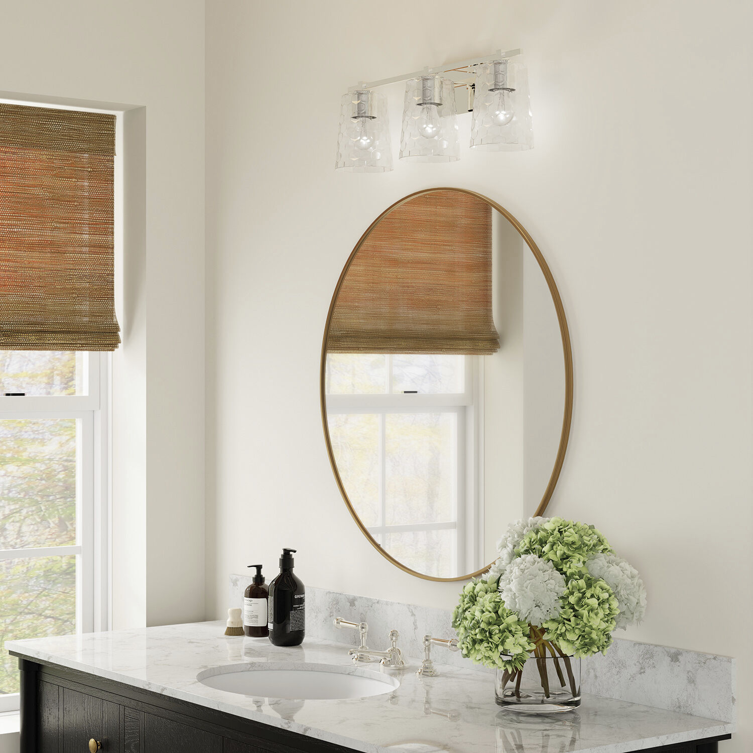 Burke 3 Light 24 inch Polished Nickel Vanity Light Wall Light