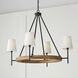 Jonah 4 Light 35 inch Light Wood and Matte Black Chandelier Ceiling Light