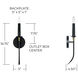 Amara 1 Light 5 inch Matte Black with Brass Sconce Wall Light
