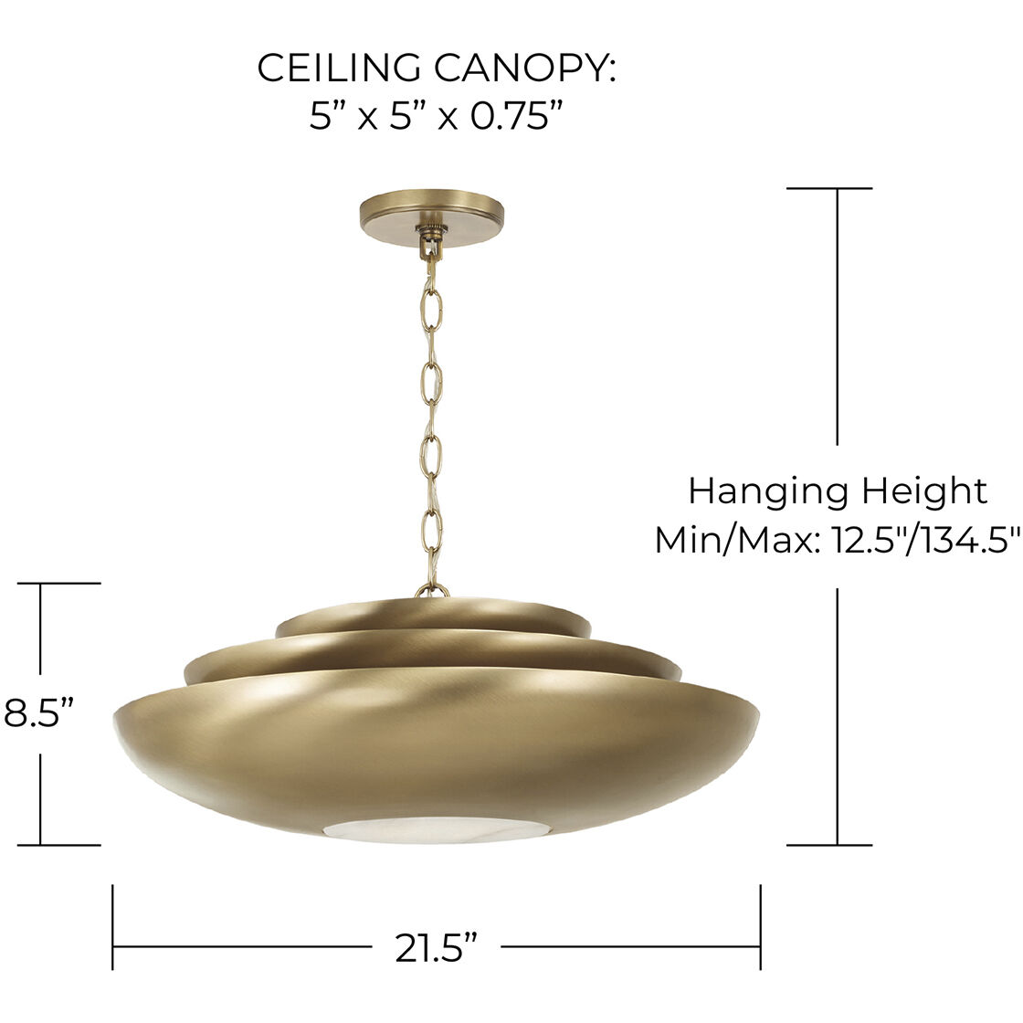 Gia 1 Light 21.5 inch Aged Brass Pendant Ceiling Light
