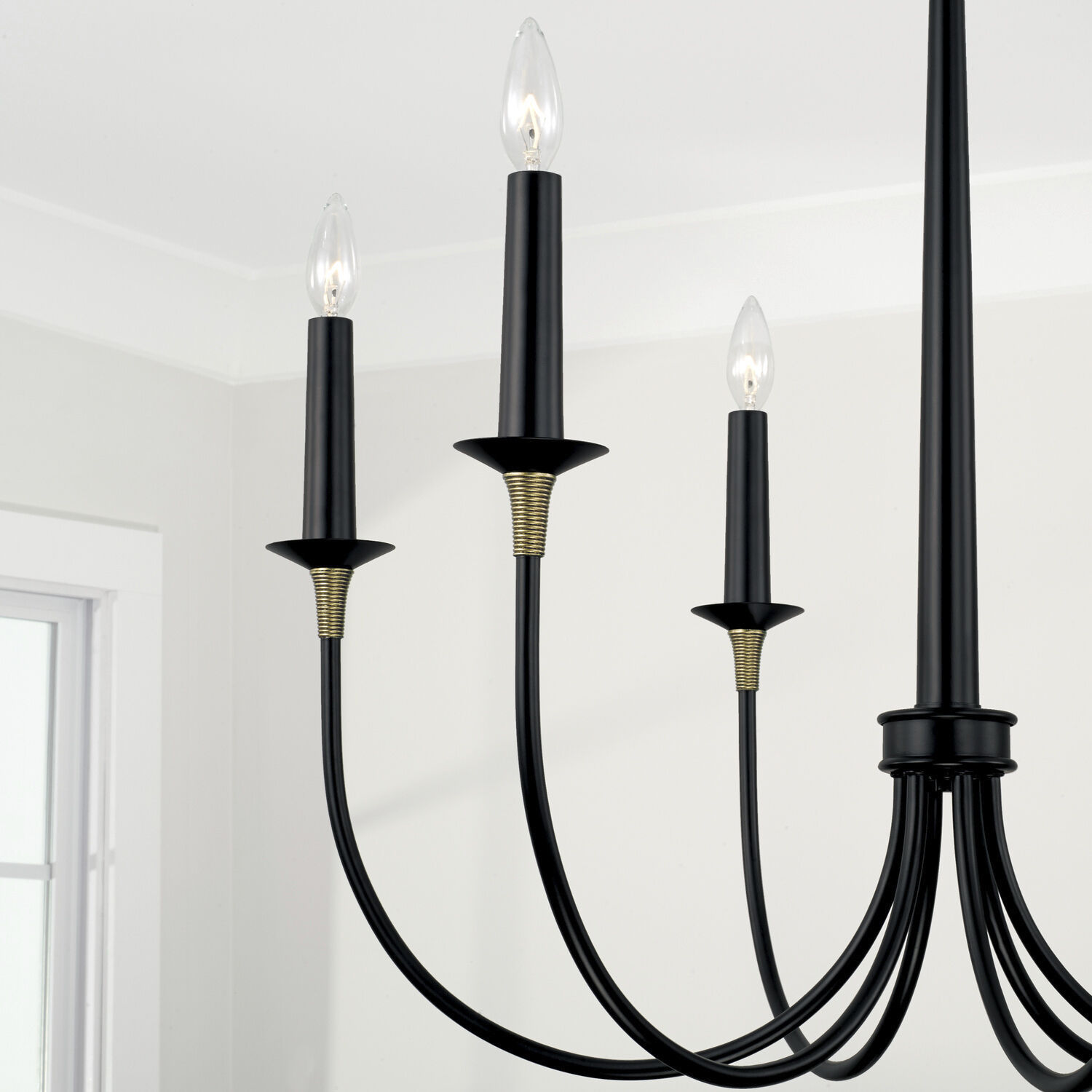 Amara 6 Light 31 inch Matte Black with Brass Chandelier Ceiling Light