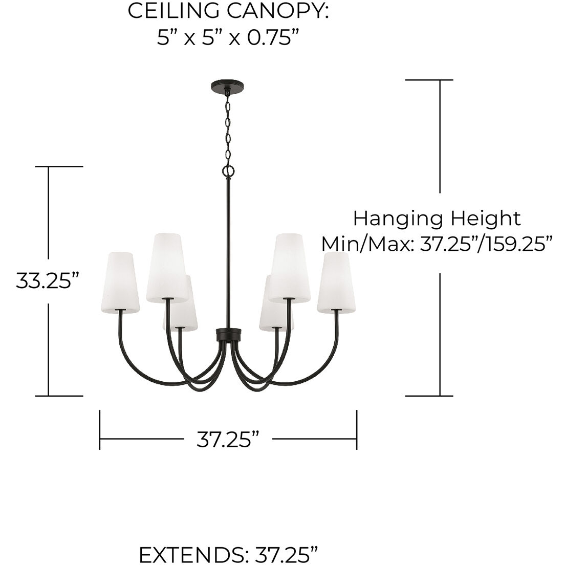 Averitt 6 Light 37.25 inch Matte Black Chandelier Ceiling Light