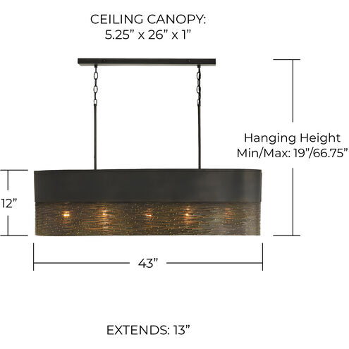 Sana 5 Light 43 inch Grey Iron Island Ceiling Light