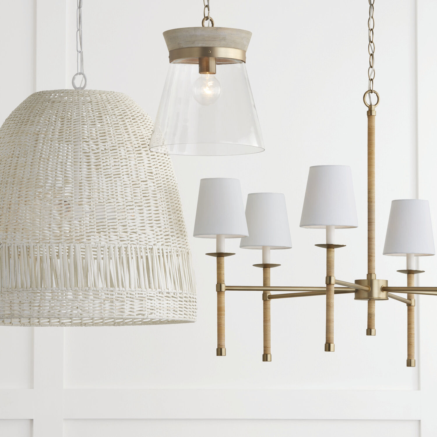 Finn 1 Light 12 inch White Wash and Matte Brass Pendant Ceiling Light
