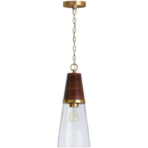 Dodd 1 Light 7.75 inch Medium Wood and Matte Brass Pendant Ceiling Light in Wood and Brass