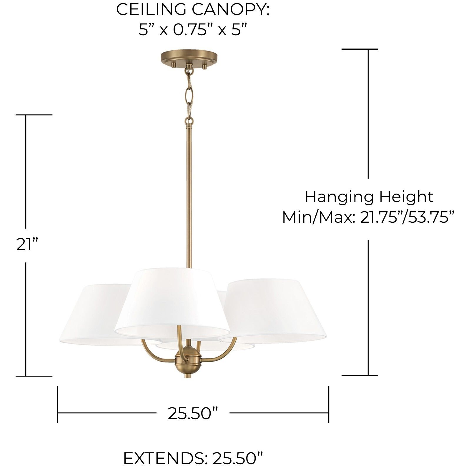 Welsley 4 Light 25.5 inch Aged Brass Chandelier Ceiling Light