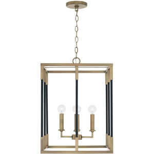 Bleeker 4 Light 16 inch Aged Brass and Black Foyer Ceiling Light