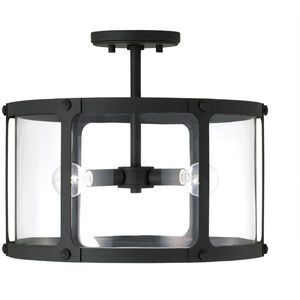Brennen 3 Light 15 inch Black Iron Semi-Flush Mount Ceiling Light, Convertible Dual Mount