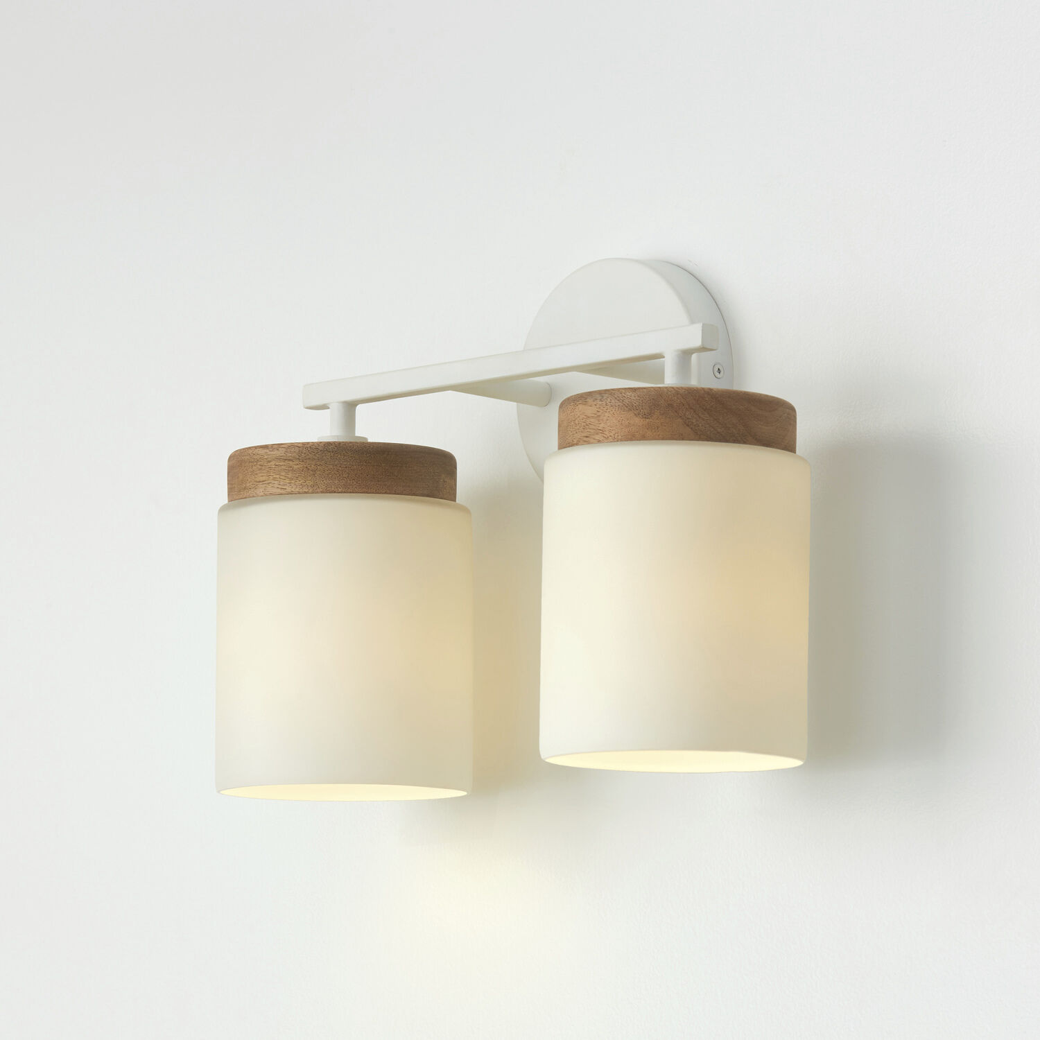 Liam 2 Light 14 inch Light Wood and White Vanity Light Wall Light