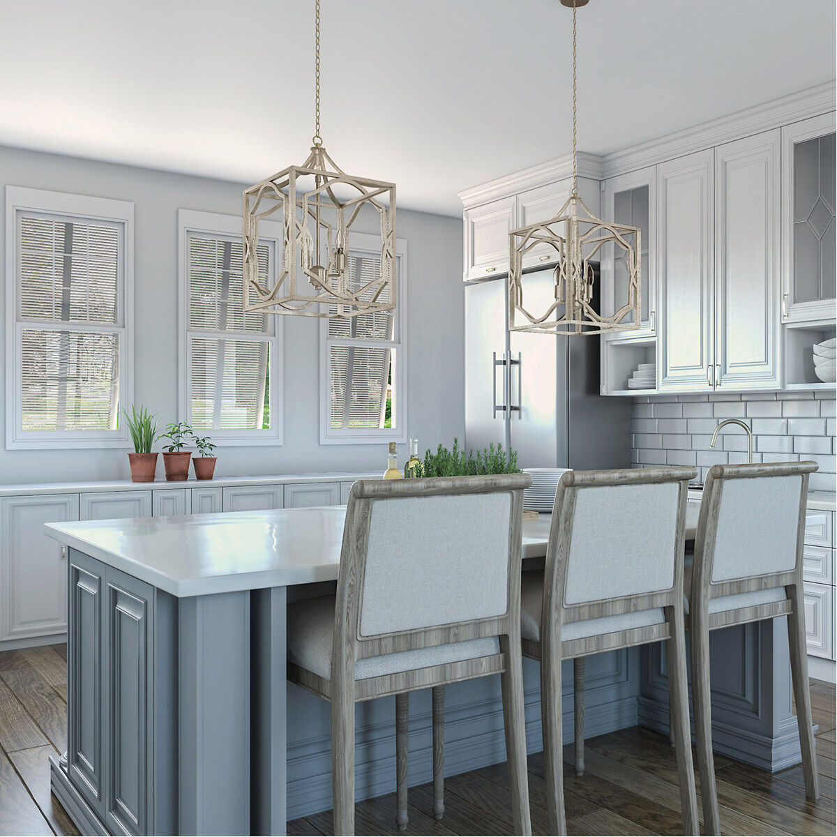 Blakely 3 Light 12.25 inch Antique Silver Foyer Ceiling Light, Convertible Dual Mount