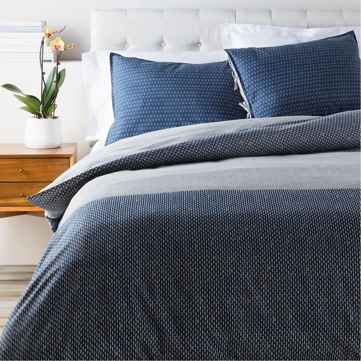 Japiko Navy and Tan Duvet Set, Full or Queen