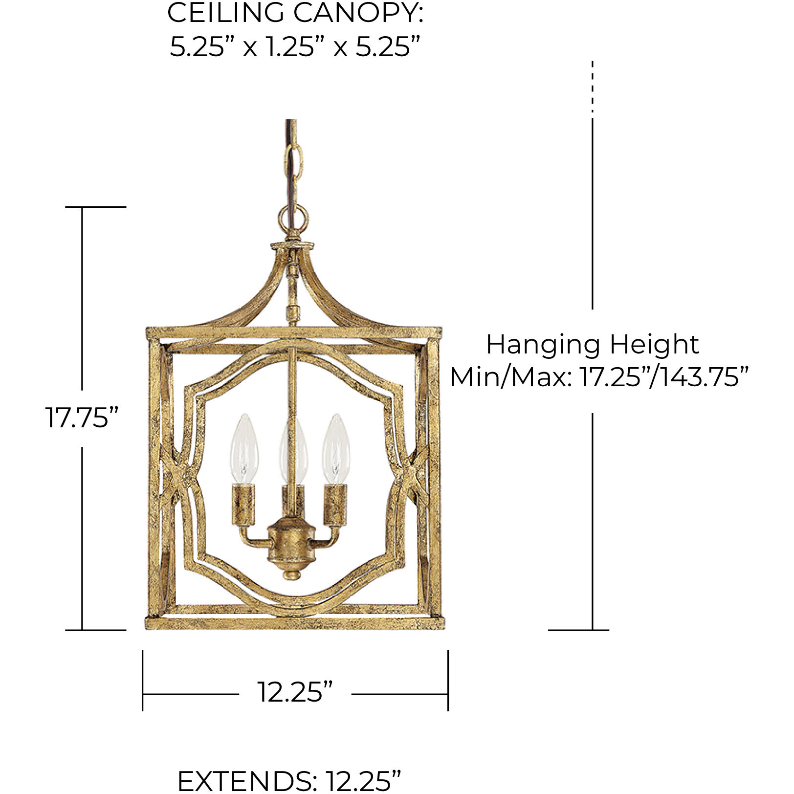 Blakely 3 Light 12 inch Antique Gold Foyer Ceiling Light