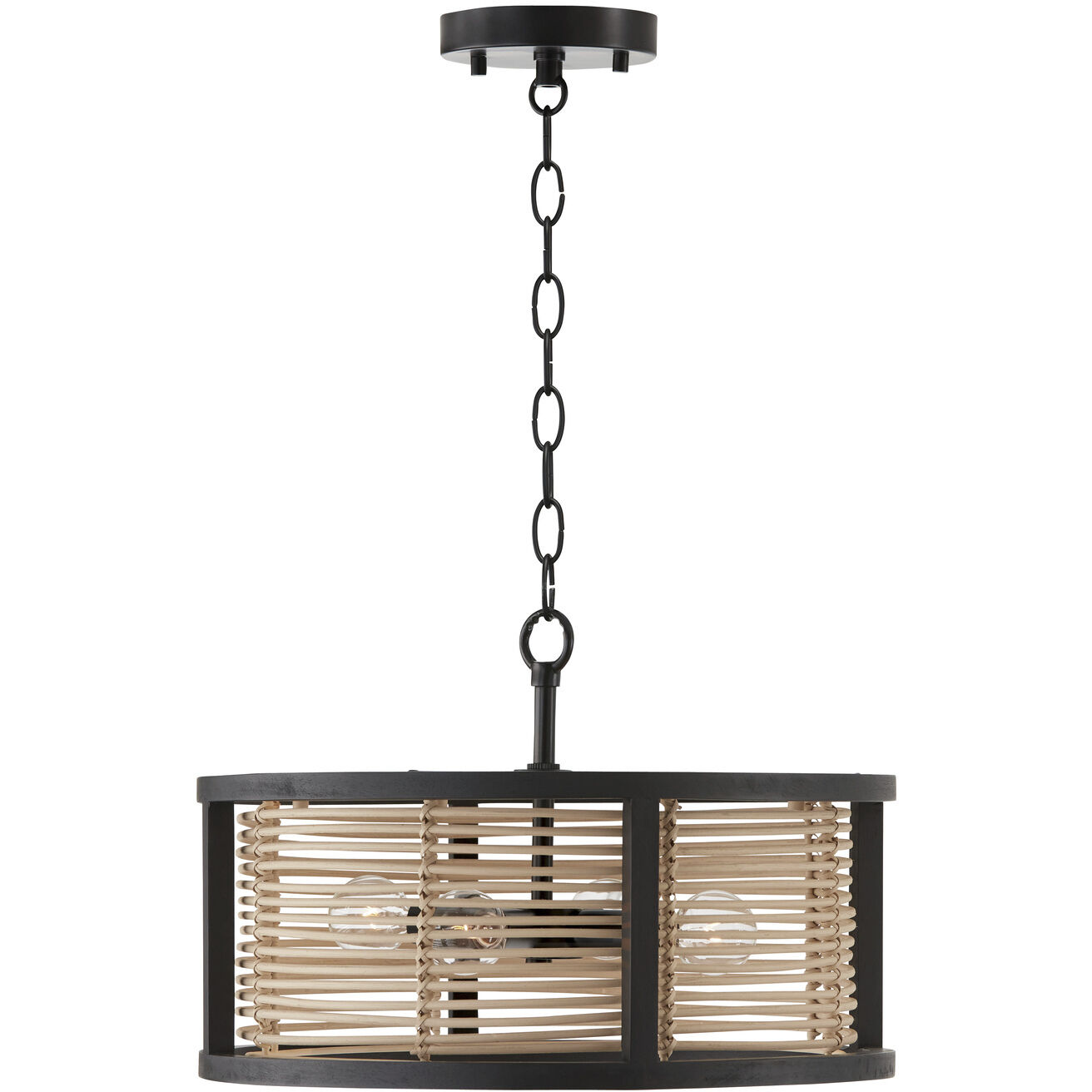 Rico 4 Light 16 inch Flat Black Semi-Flush Mount Ceiling Light, Convertible Dual Mount