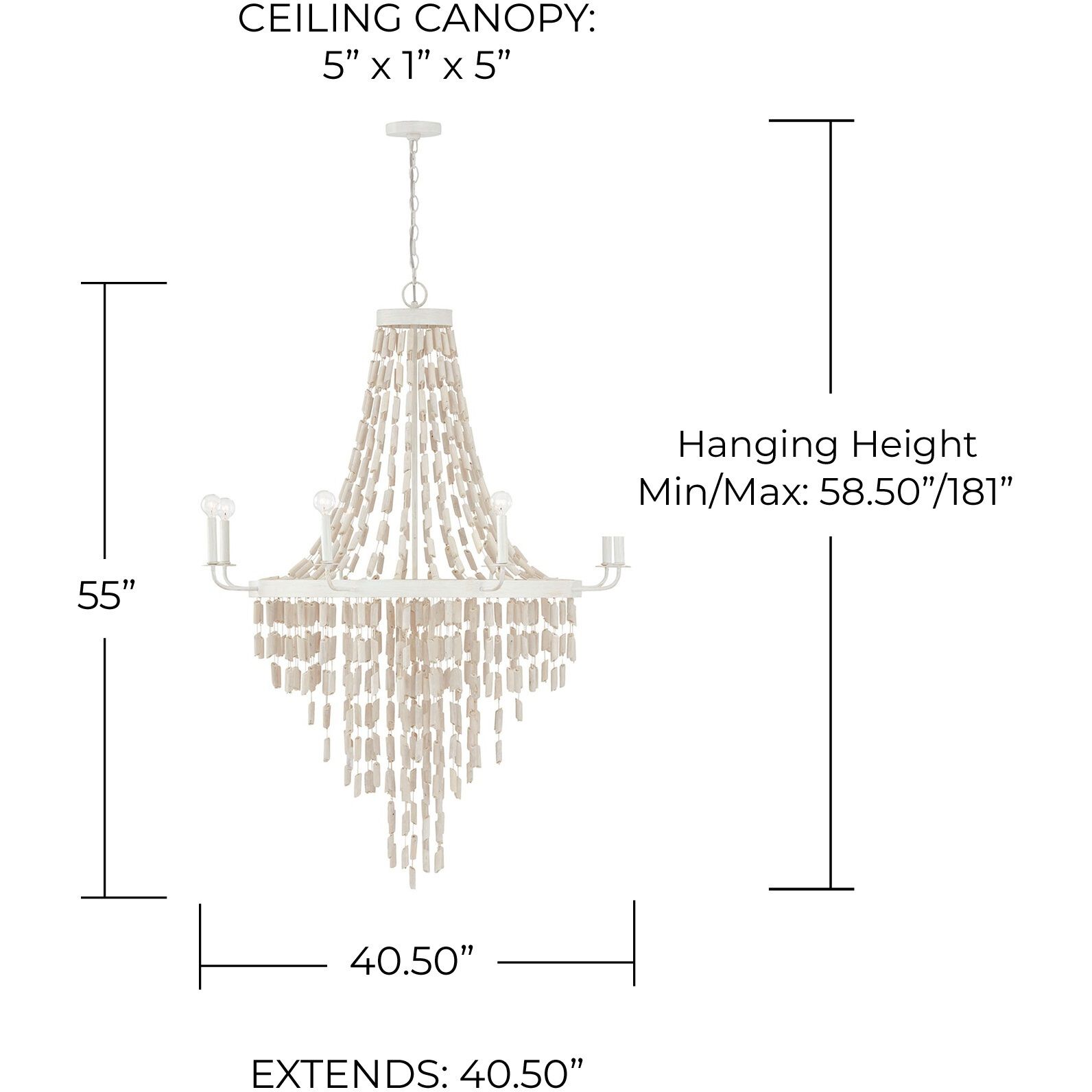 Carissa 8 Light 40.5 inch Organic White Chandelier Ceiling Light