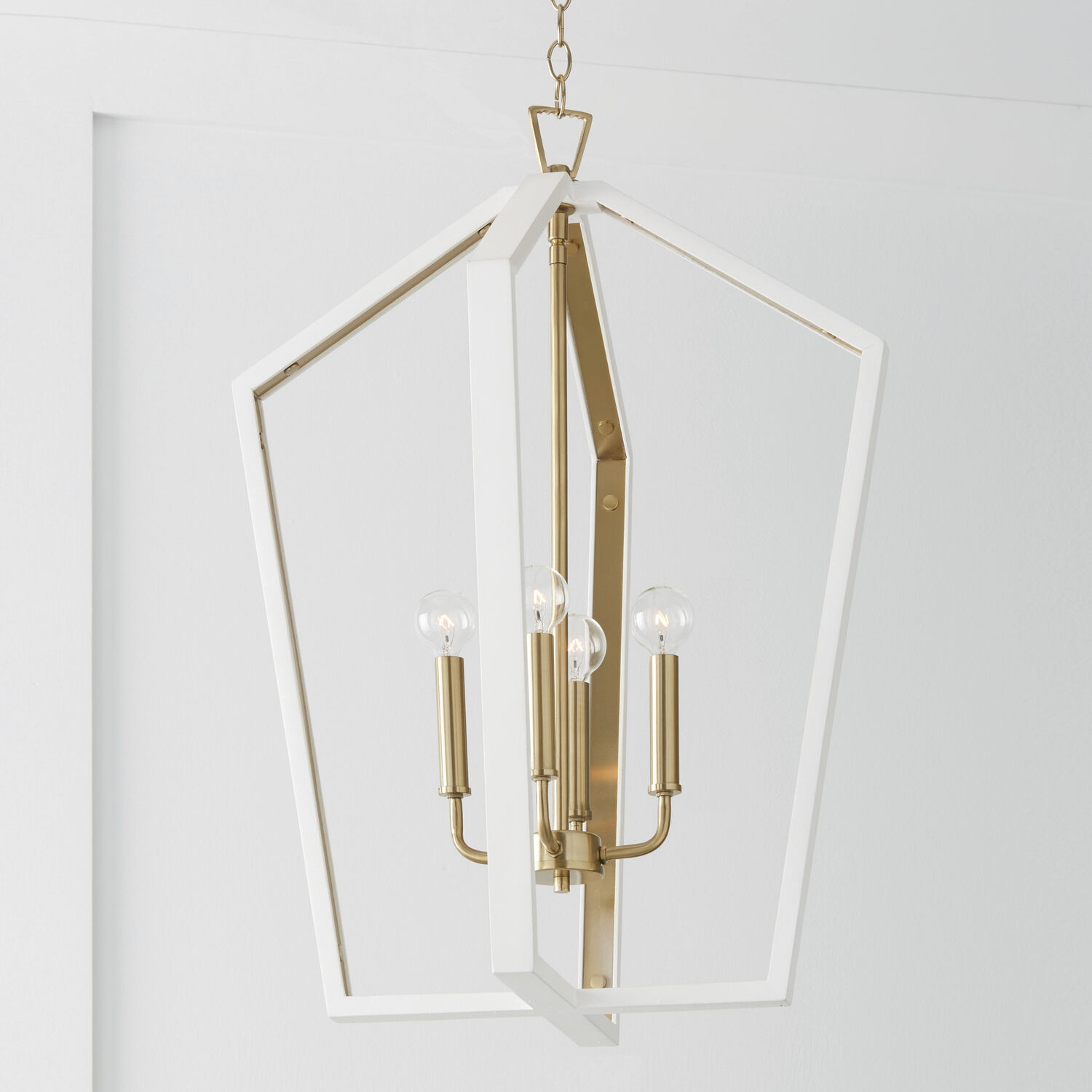 Maren 4 Light 20 inch Flat White and Matte Brass Pendant Ceiling Light