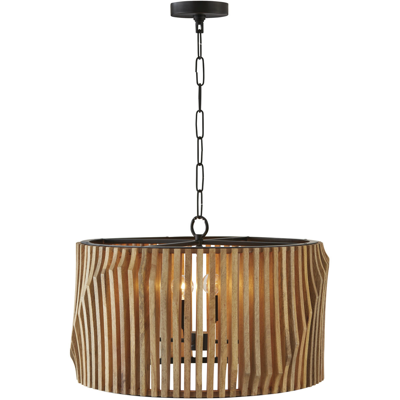 Archer 4 Light 24 inch Light Wood and Matte Black Pendant Ceiling Light