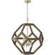 Geo 4 Light 24 inch Nordic Wood and Matte Brass Pendant Ceiling Light