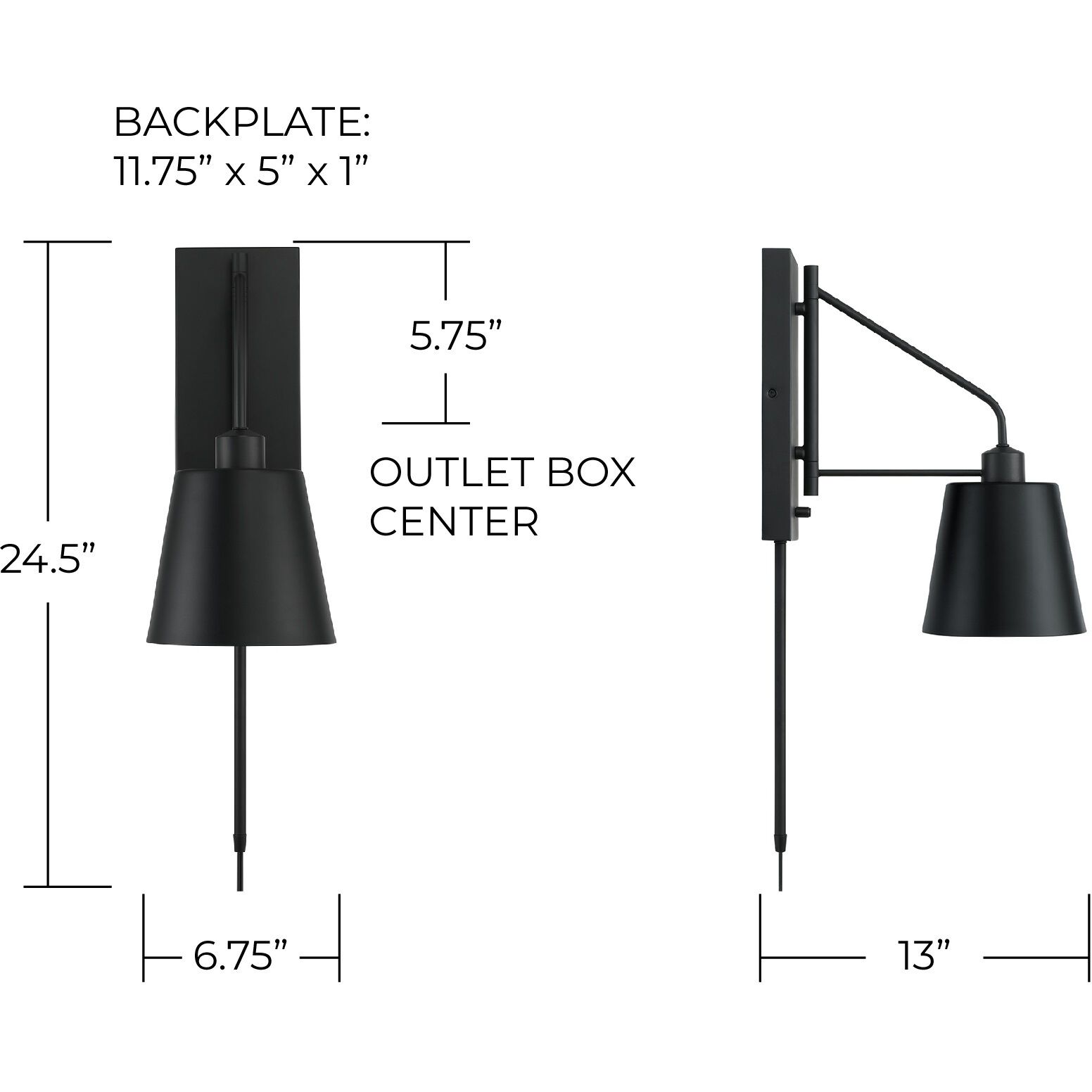 Alden 1 Light 6.75 inch Matte Black Sconce Wall Light