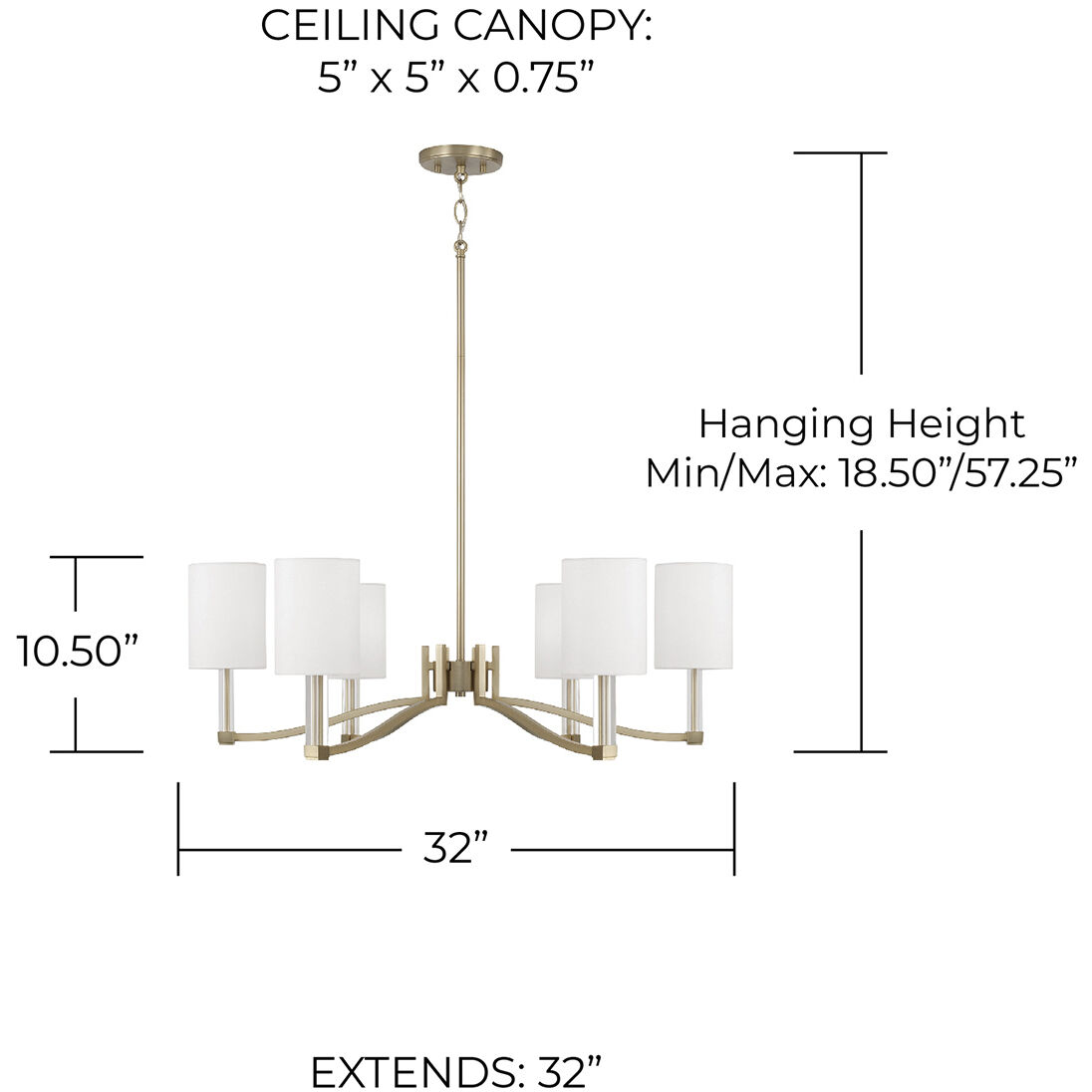 Ingrid 6 Light 32 inch Matte Brass Chandelier Ceiling Light