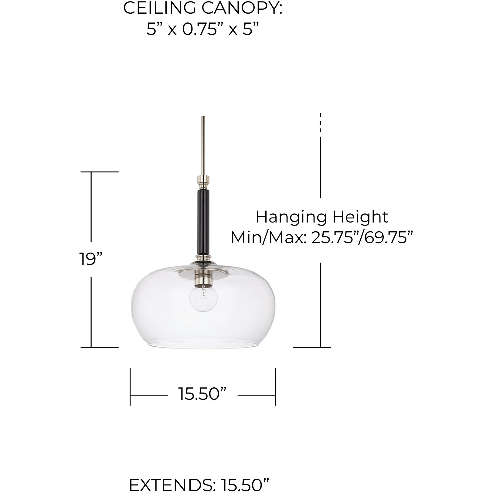 Dorsey 1 Light 15.5 inch Black Tie Pendant Ceiling Light