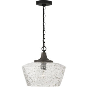 Clive 1 Light 14 inch Carbon Grey and Black Iron Pendant Ceiling Light