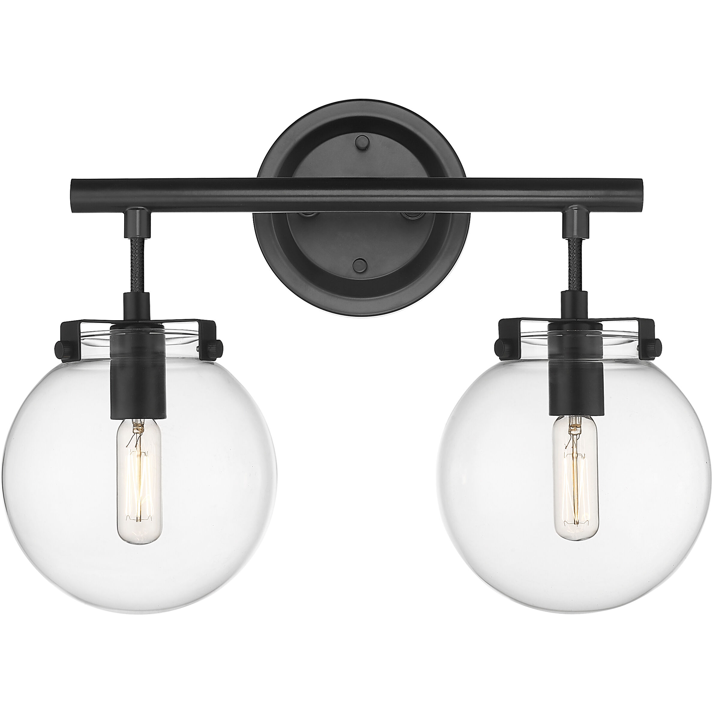 Auralume Span LED 15.38 inch Matte Black and Clear Bath Vanity Light Wall Light