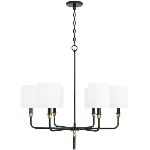 Beckham 6 Light 32 inch Glossy Black and Aged Brass Chandelier Ceiling Light