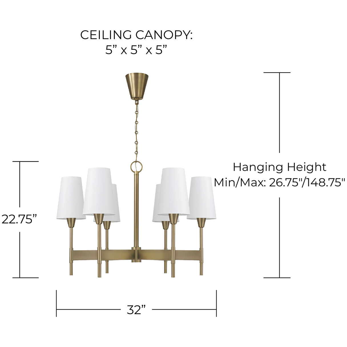 Leland 6 Light 32 inch Aged Brass Chandelier Ceiling Light