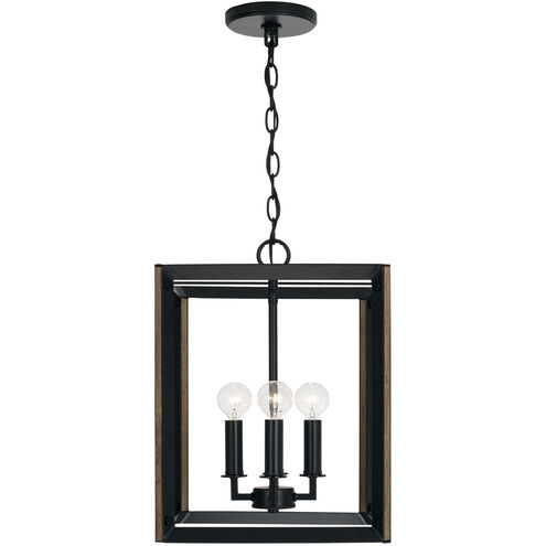 Rowe 4 Light 12 inch Matte Black and Brown Wood Foyer Ceiling Light