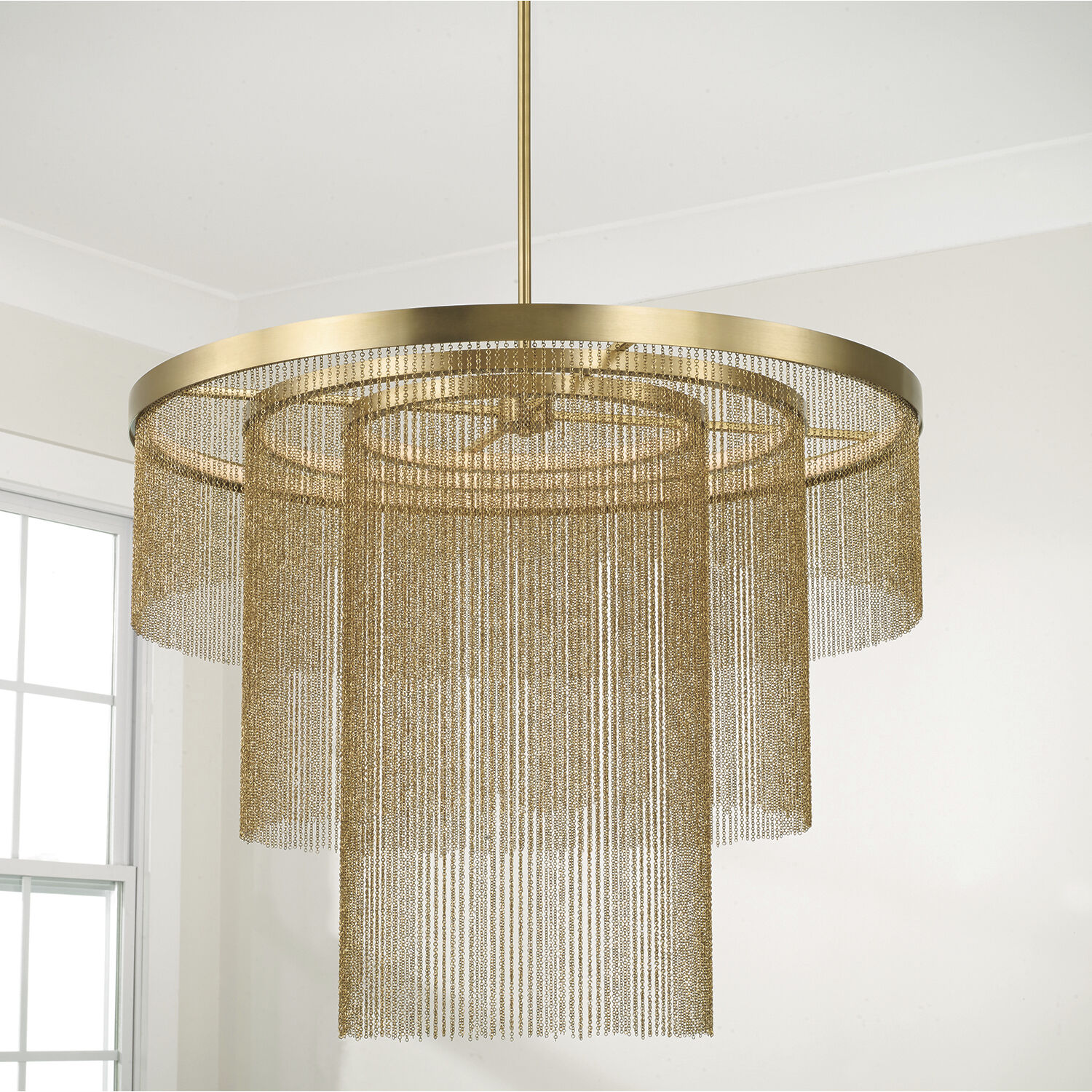 Rae LED 33 inch Aged Brass Chandelier Ceiling Light