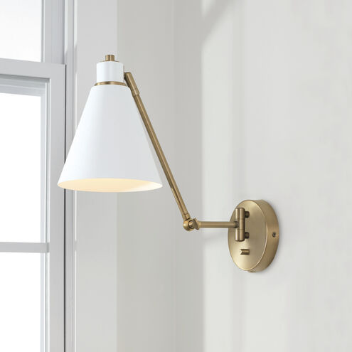 Bradley 1 Light 7 inch Aged Brass and White Sconce Wall Light