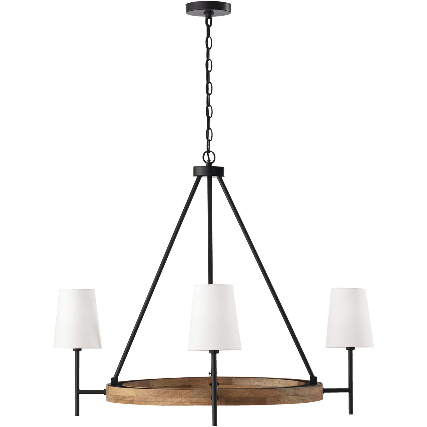 Jonah 4 Light 35 inch Light Wood and Matte Black Chandelier Ceiling Light
