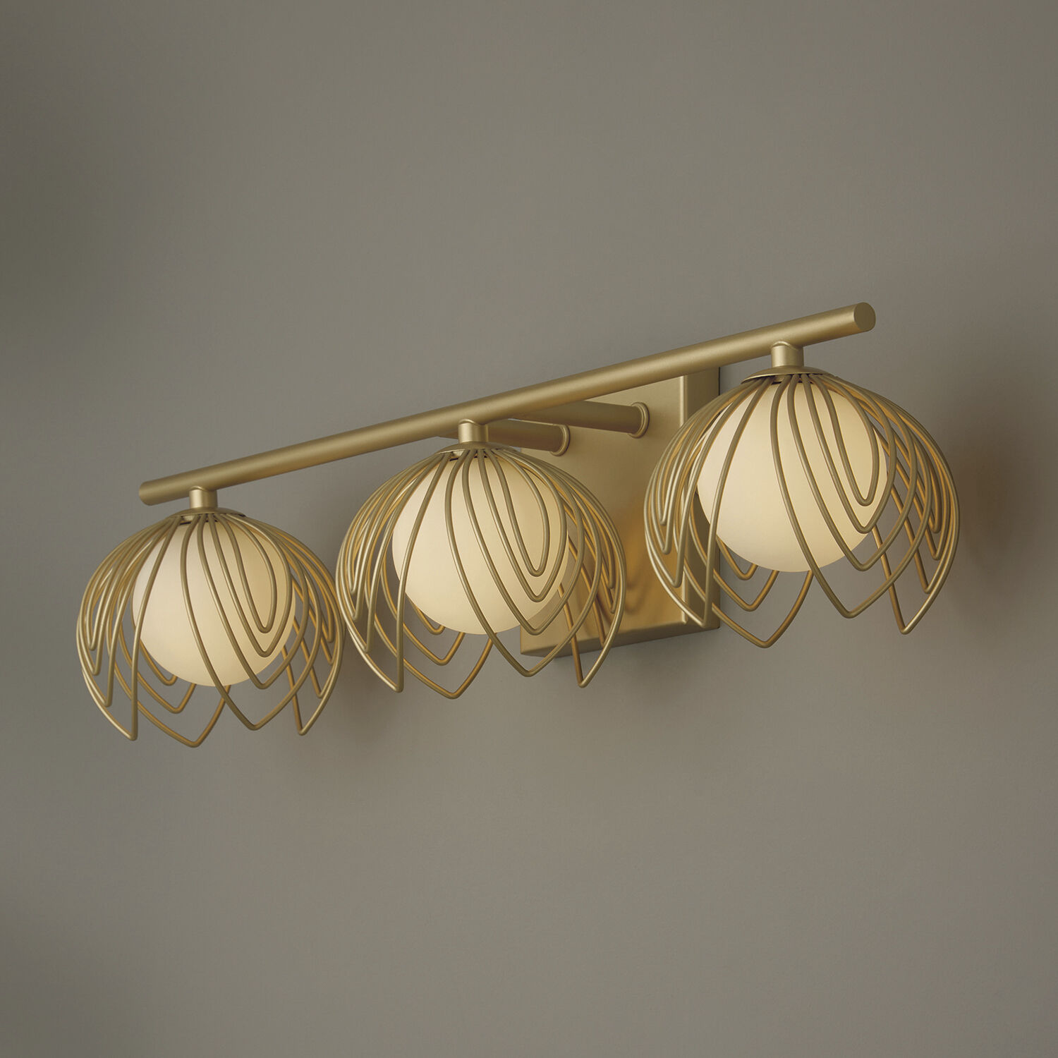 Flora 3 Light 22.75 inch Buffed Gold Vanity Light Wall Light