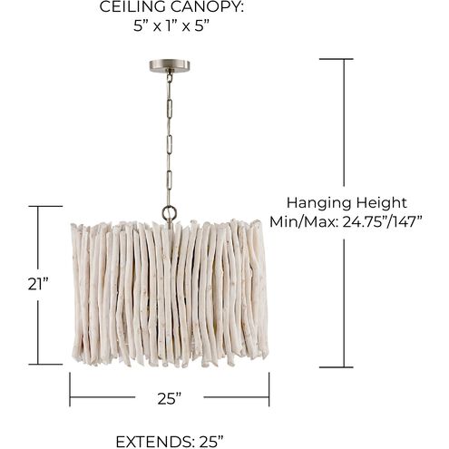 Cara 4 Light 25 inch Brushed Pewter Pendant Ceiling Light