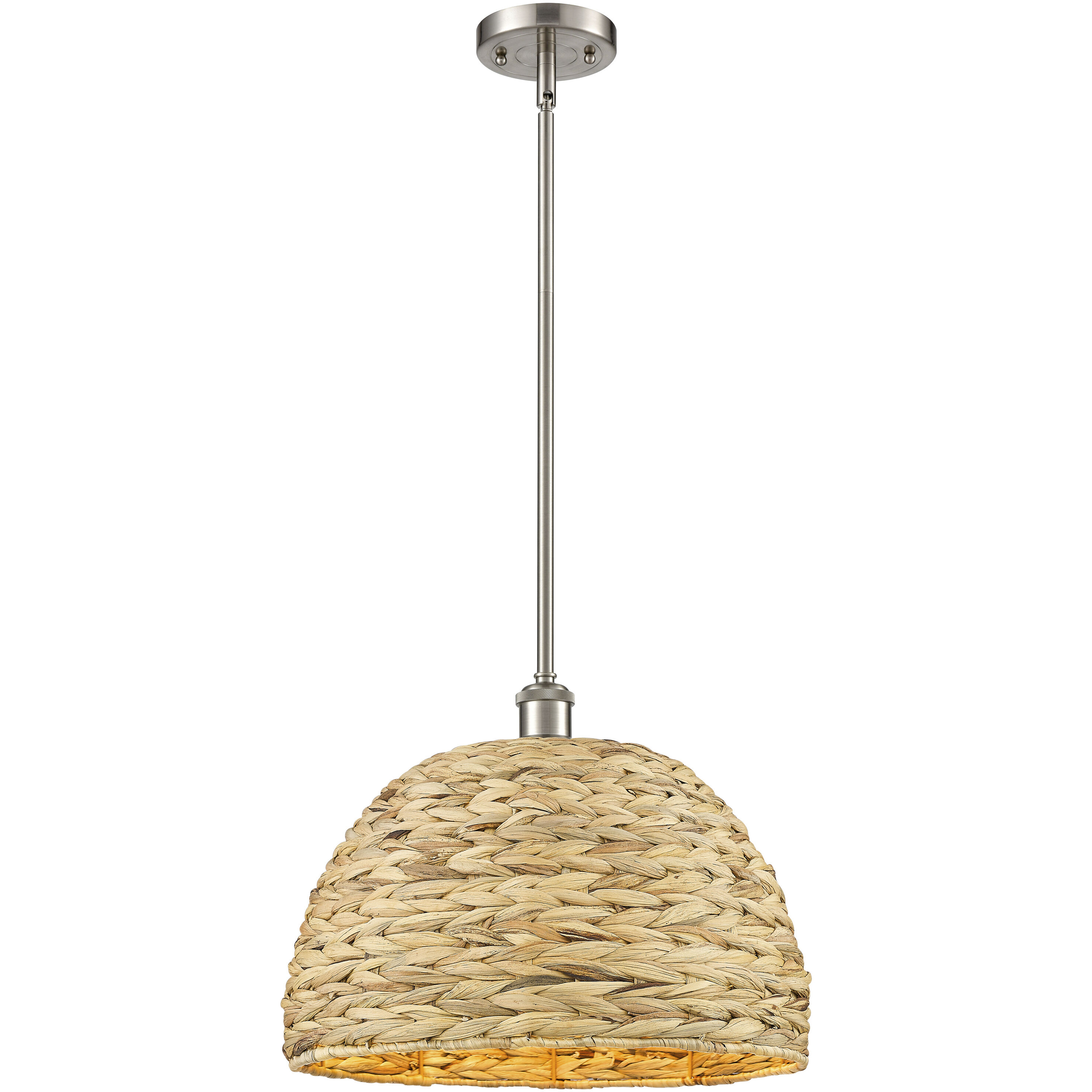 Woven Rattan 1 Light 15.75 inch Pendant