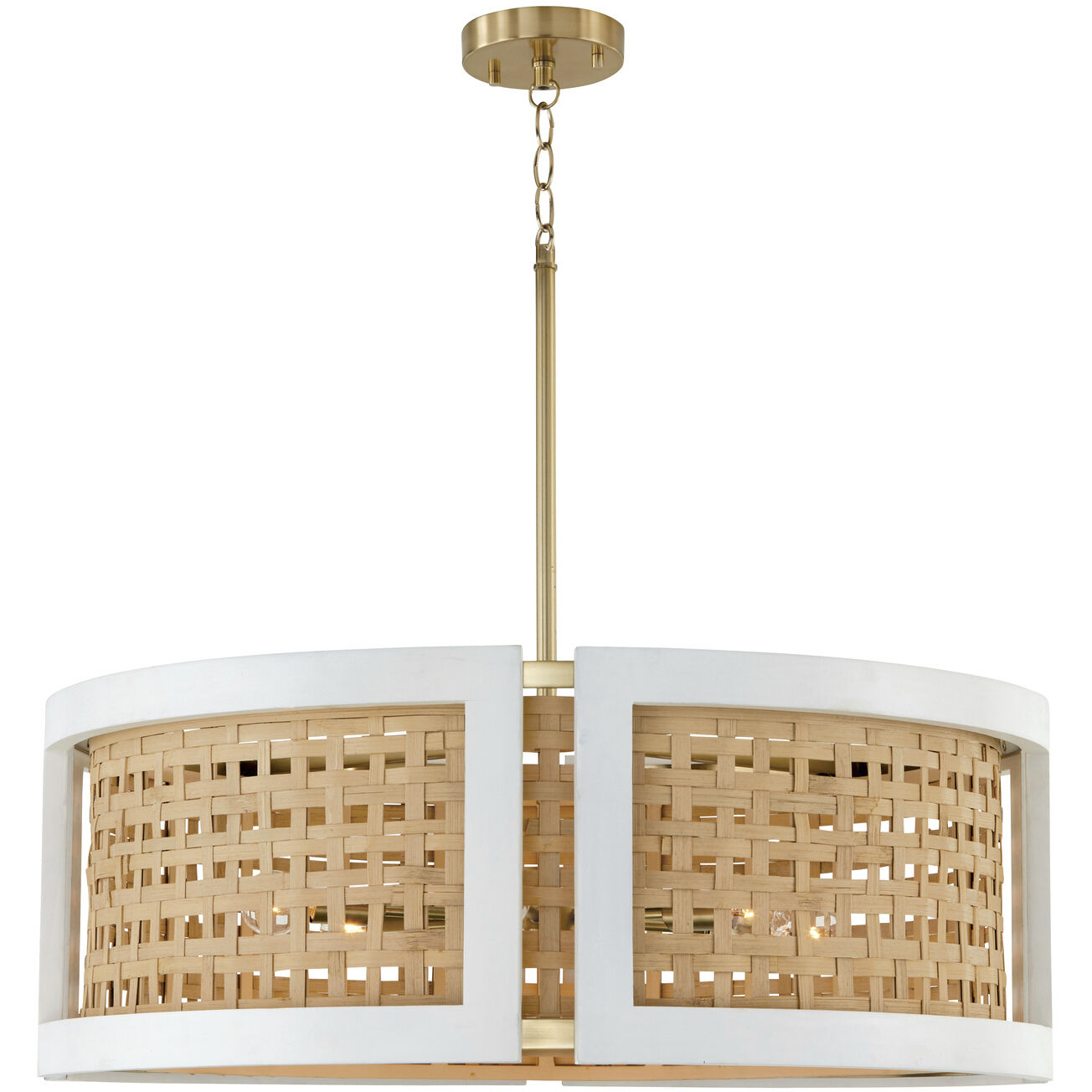 Lola 6 Light 30 inch Flat White and Matte Brass Chandelier Ceiling Light