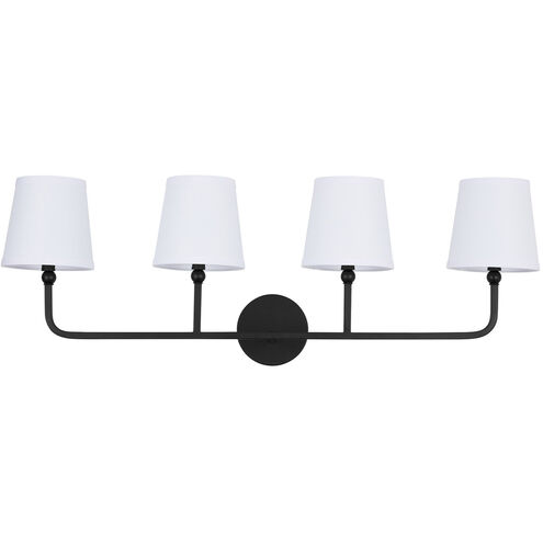 Dawson 4 Light 35 inch Matte Black Vanity Light Wall Light