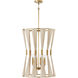Bianca 4 Light 20 inch Bleached Natural Rope and Patinaed Brass Foyer Light Ceiling Light