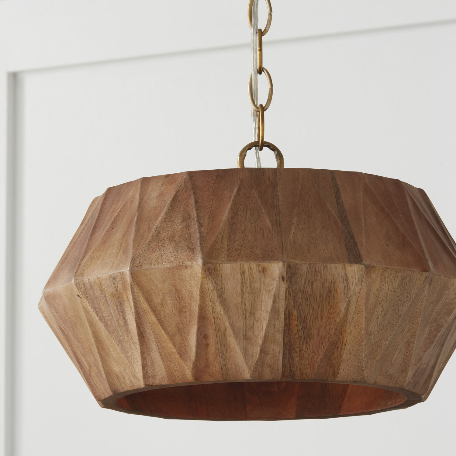 Nadeau 1 Light 15 inch Light Wood and Patinaed Brass Semi-Flush Ceiling Light, Convertible Dual Mount