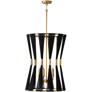Bianca 4 Light 20 inch Black Rope and Patinaed Brass Foyer Light Ceiling Light