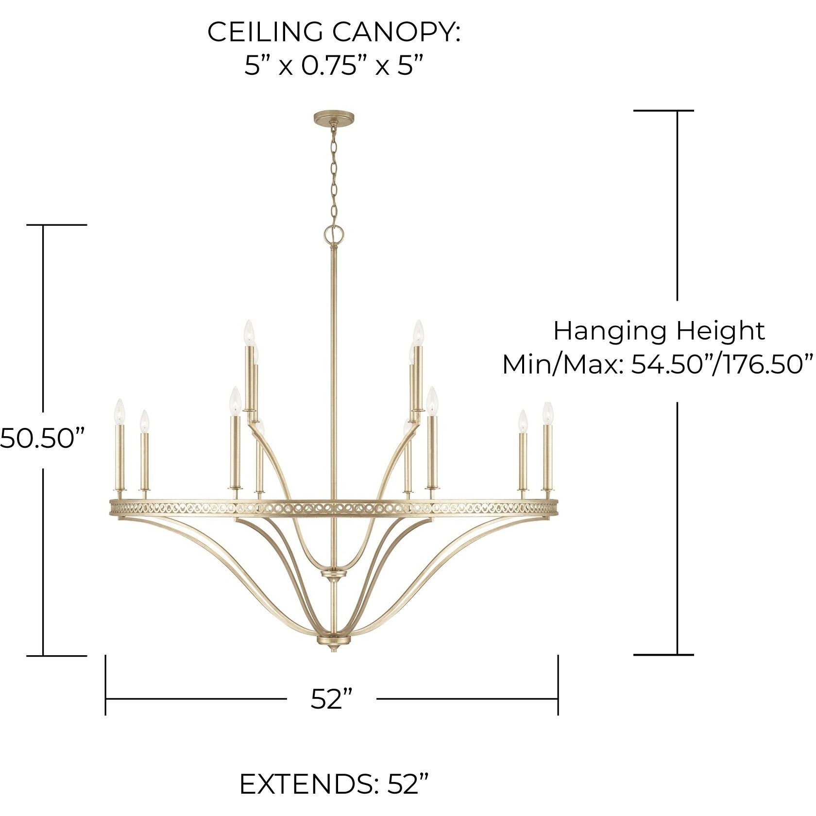 Isabella 12 Light 52 inch Winter Gold Chandelier Ceiling Light