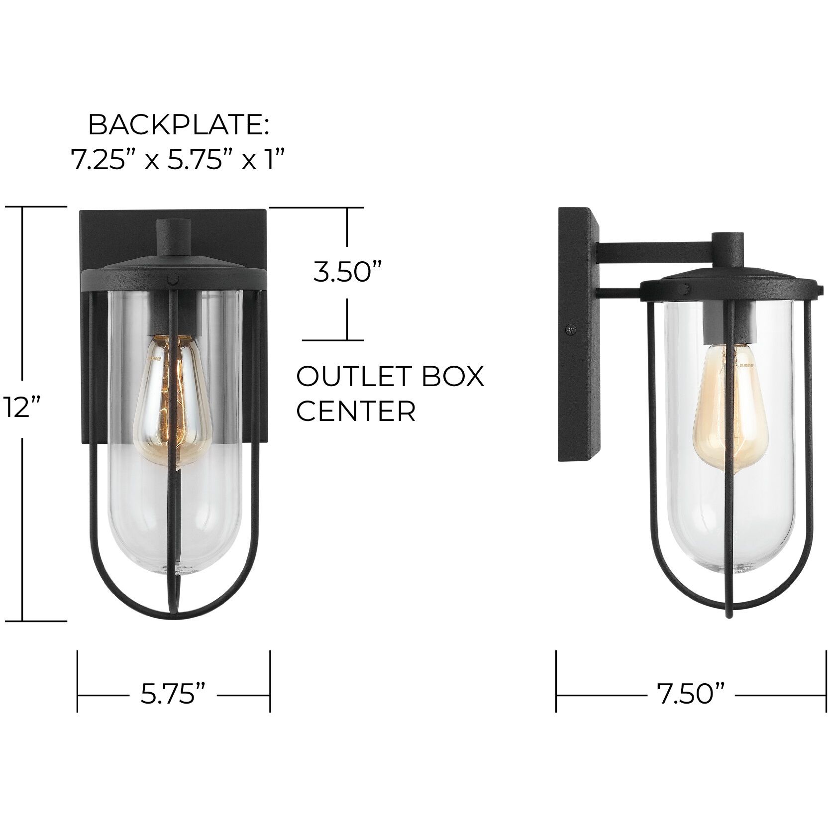 Corbin 1 Light 12 inch Black Outdoor Wall Mount