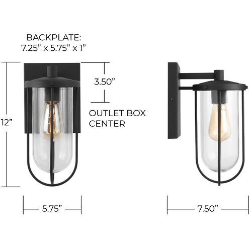 Corbin 1 Light 12 inch Black Outdoor Wall Mount