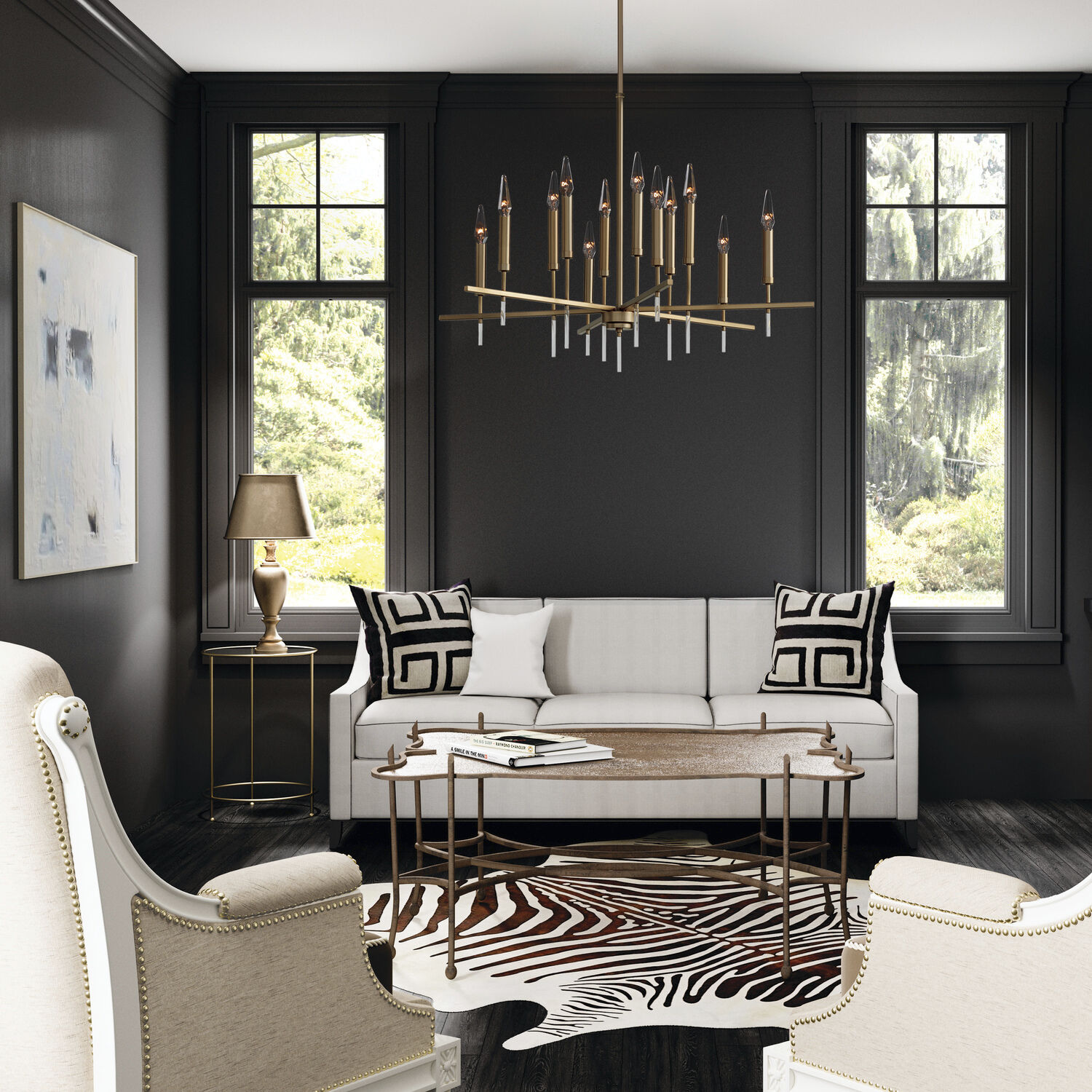 Elora 12 Light 35 inch Matte Brass Chandelier Ceiling Light