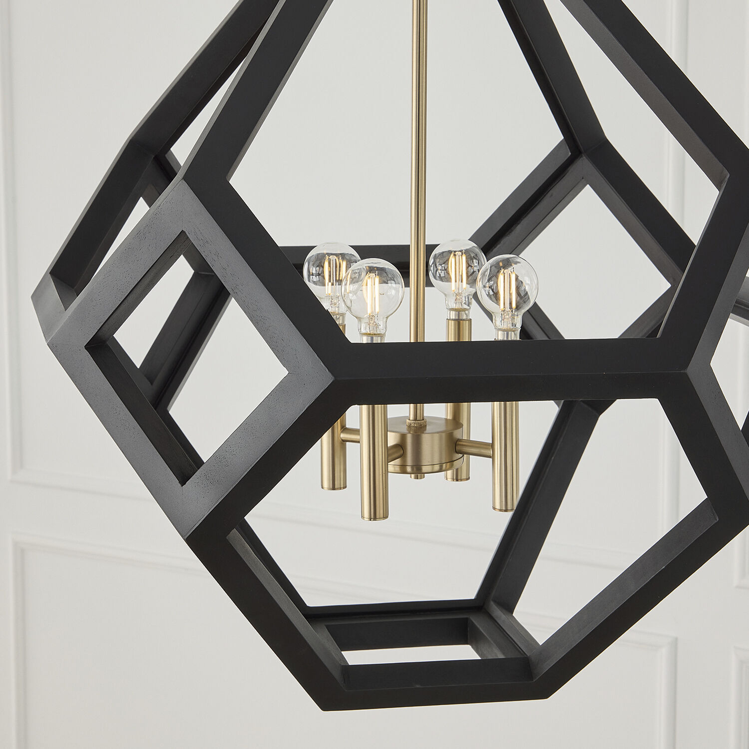 Geo 4 Light 24 inch Flat Black and Matte Brass Pendant Ceiling Light