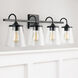 Jayne 4 Light 33.25 inch Matte Black Vanity Light Wall Light