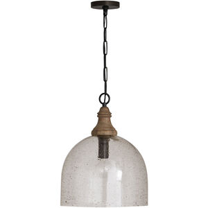 Inglewood 1 Light 15 inch Grey Wash and Dark Pewter Pendant Ceiling Light in Clear Seeded