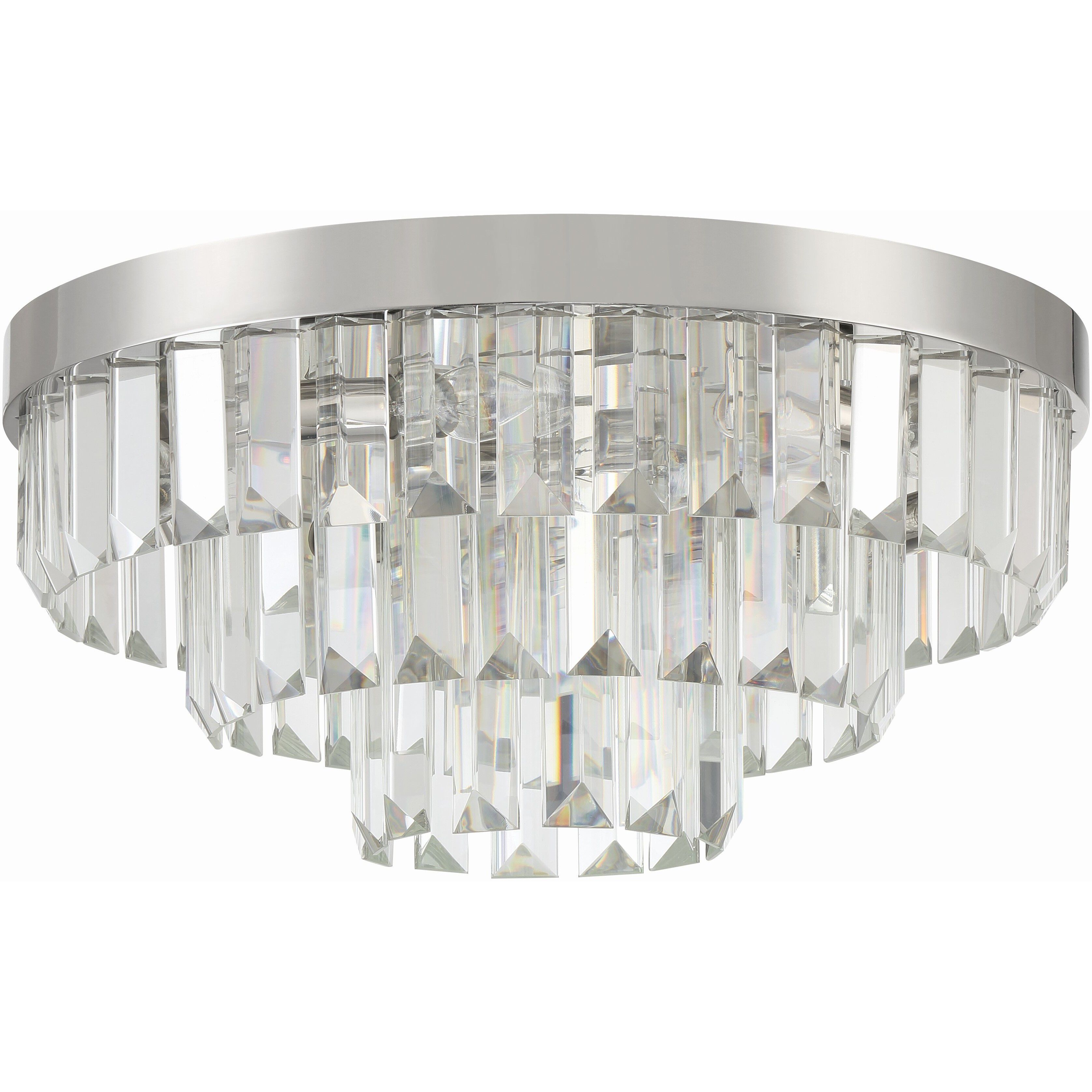 Hayes 8 Light 18 inch Polished Nickel Flush Ceiling Light