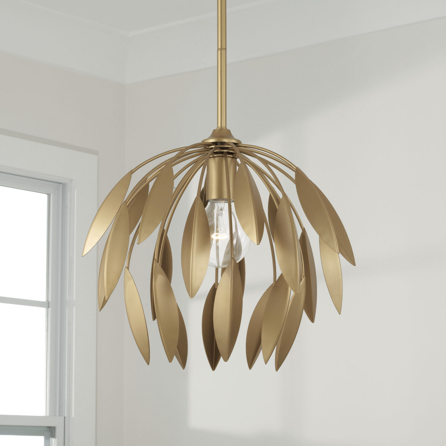 Margeaux 1 Light 14 inch Buffed Gold Pendant Ceiling Light, Convertible Dual Mount