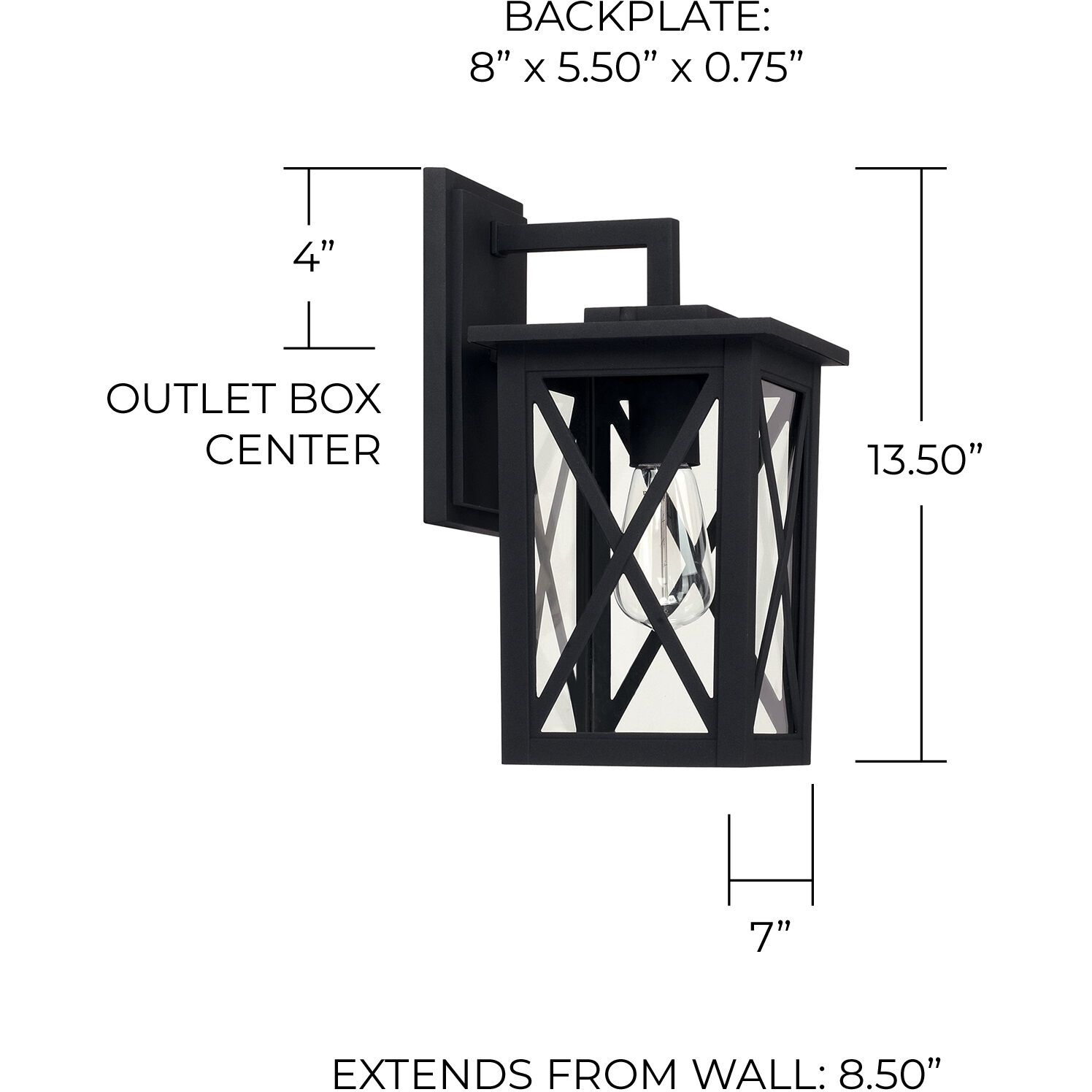 Avondale 1 Light 14 inch Black Outdoor Wall Lantern